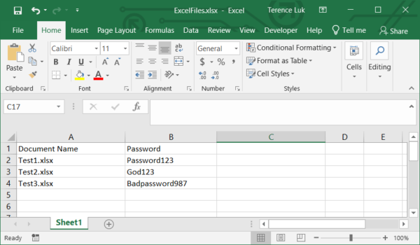 Using Microsoft Excel and Word VBA to batch password protect documents ...
