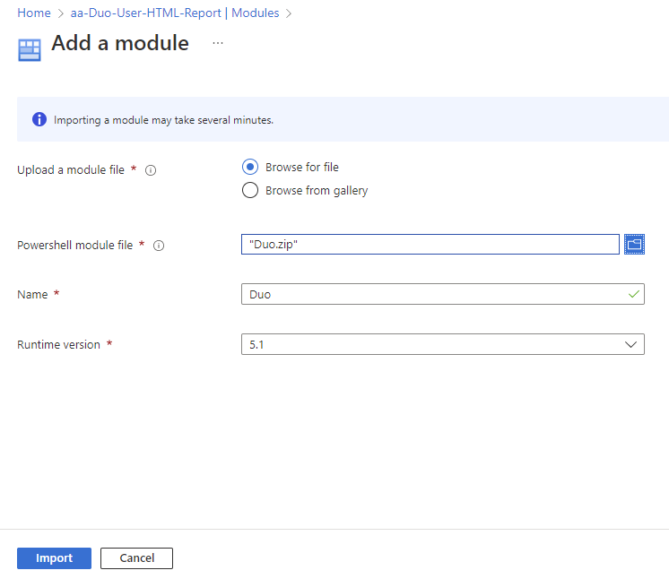 Confirm the module has successfully imported