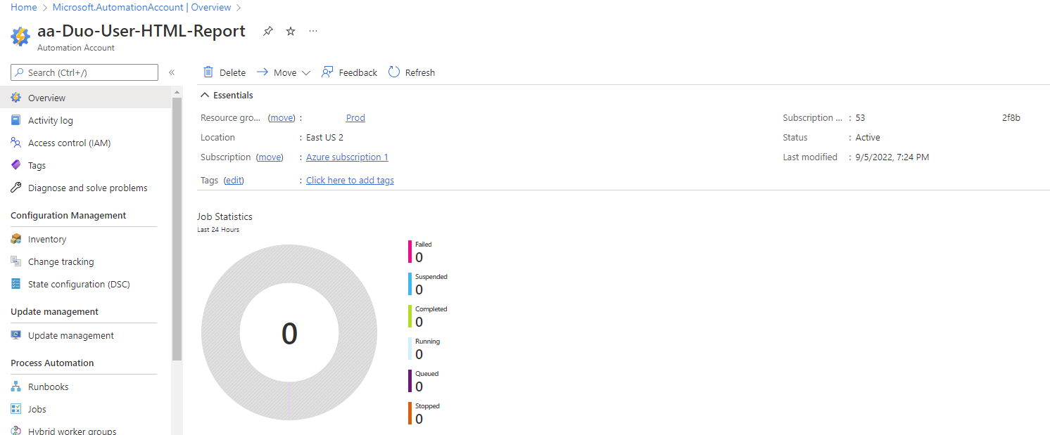 eed the Automation Account’s System